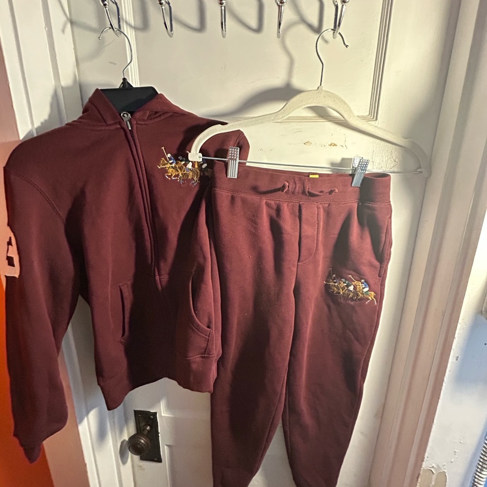 Polo by Ralph Lauren Kids Burgundy Sweatpants & Hoodie Set